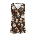 thumbnail image 4 of FUIALDOLG Brown Coffee Theme Sleeveless Shirt for Women Summer Casual V Neck Sleeveless Pleated Shirt Loose Fit Basic Tee Athletic Running Yoga Tops,M, 4 of 7