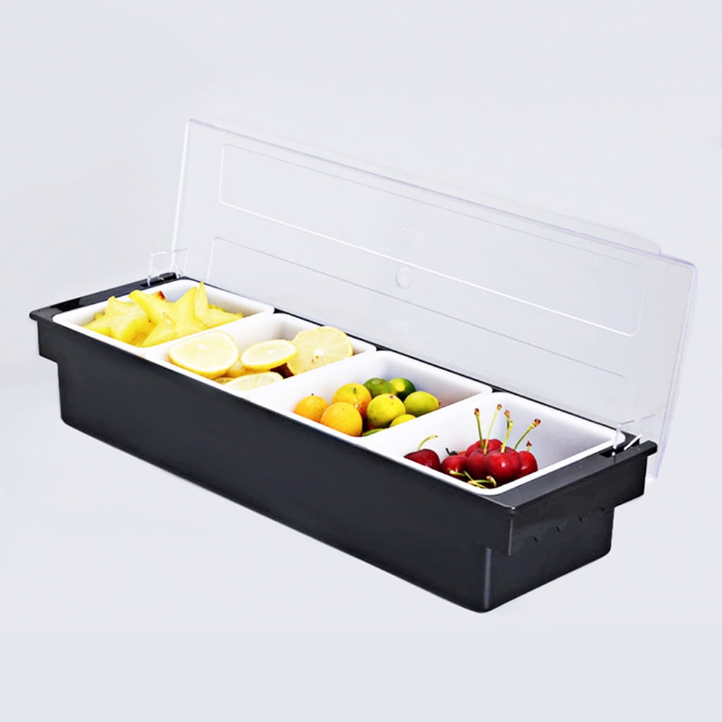 Ice CHILLED Condiment Server 5 compartment bowl Caddy Container Cooler Bar Trays 