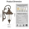 thumbnail image 6 of ACE-LIGHTS,Vintage Outdoor Wall Lantern with Clear Glass Shade(1 PC & Bulbs Not Included),Weatherproof Exterior Sconce Light,Waterproof Wall Mount Light Fixture for Patio,Porch,Entryway(Brown+Bronze), 6 of 7