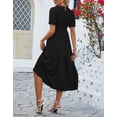 thumbnail image 2 of Dresses for Women Short Sleeve Womens Dresses Casual Boho Solid Color Beach Wear Daily Party Midi Dress Alsol Lamesa, 2 of 6