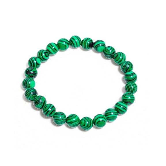 Malachite Gemstone Beaded Bracelet – 8MM Round Elastic Stretch Bracelet, Handmade Protection & Transformation Crystal Jewelry for Men & Women