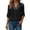 Tops-549Black, variant on Xdegoge Blouses for Women Notch V Neck Three Quarter Sleeve Casual Workwear Loose Fit Contrast Stitching Detail Solid Textured Pattern Spring Summer Tops