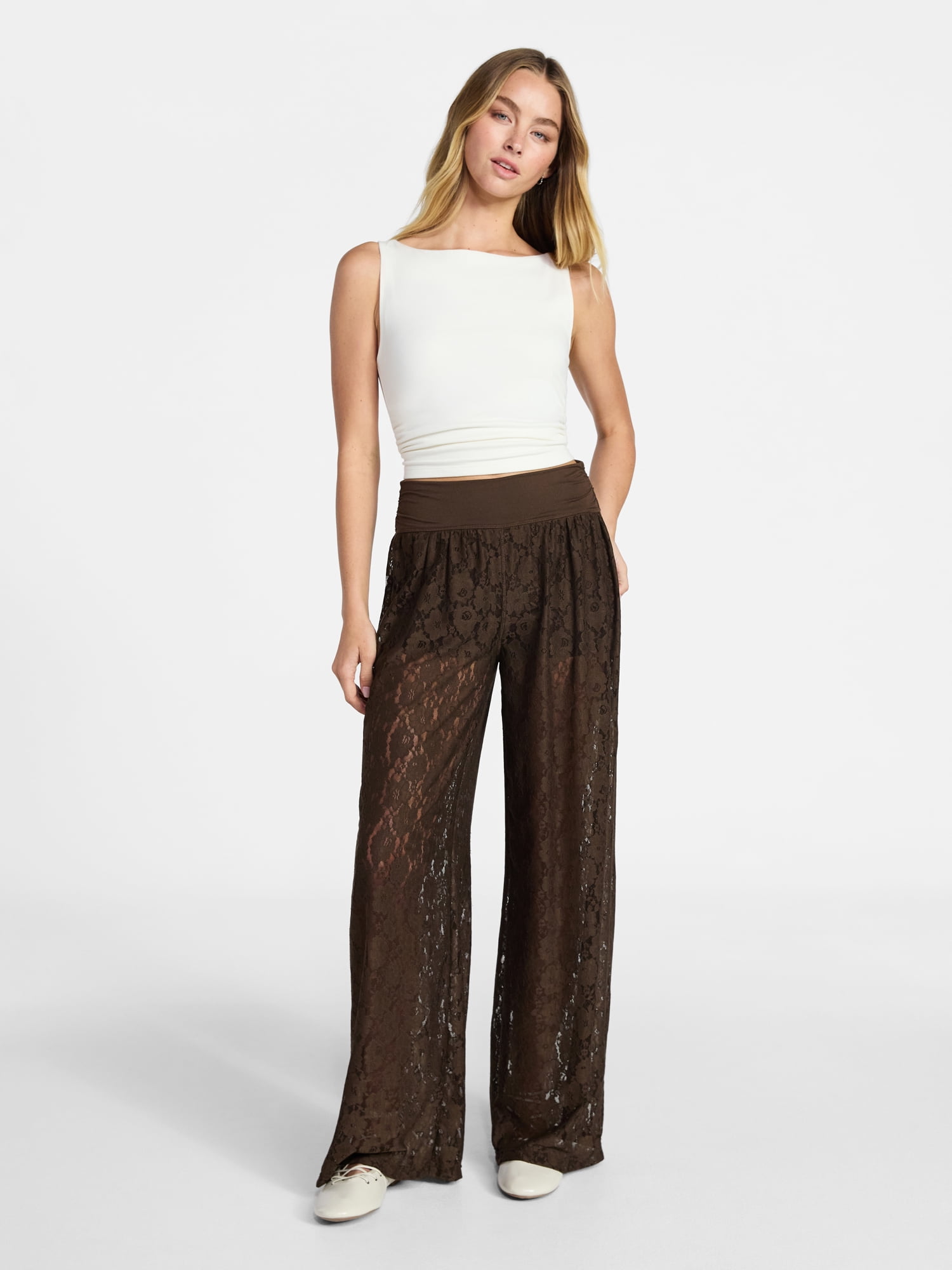 No Boundaries Lace Knit Wide Leg Pant, Women's
