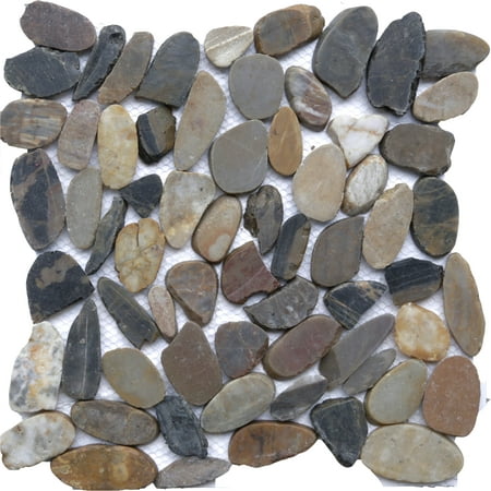 Autumn Mosaic 12 in. x 12 in. Sliced Natural Pebble Stone Floor and Wall Tile (10 sq. ft. /