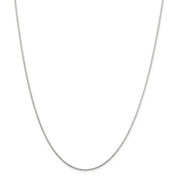 White Sterling Silver chain Spiga (Wheat) Diamond-cut 16 in 1.25 mm