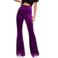 thumbnail image 2 of Velvet Pants Women 2026 Trendy High Waisted Slimming Wide Leg Bell Bottom Flowy Dressy Pants for Night out Party, 2 of 7