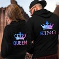 thumbnail image 2 of Nuevas sudaderas con capucha y manga larga con estampado de REINA Y REY para parejas, para hombre y mujer, 2 of 5