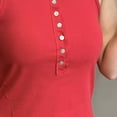 thumbnail image 4 of Wide Strap Tank Top for Women Cute Summer Button Slim Fitted Henley Tops Beach Vacation Sleeveless Shirt Red, 4 of 5