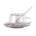 thumbnail image 5 of Taza de café de vidrio de doble pared de 150/300 ml con platillos y cuchara Tazas de espresso resistentes al calor Vasos transparentes resistentes al calor, 5 of 5