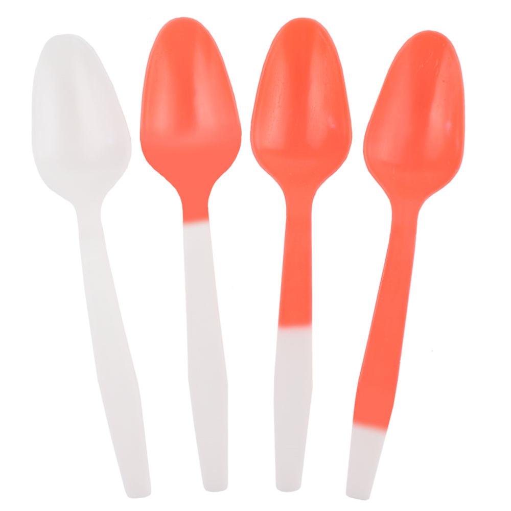 [50 Count] Crazy Color Changing Plastic Spoons White to Orange When