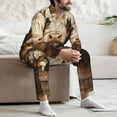 thumbnail image 7 of Junzan Butterfly Cow Barrel for Men's Long Sleeve Pajama Set,Button-Front 2Pjs for Men Long Sleeve Mens Sleepwear 2 Piece Sleepwear Loungewear Sets-Large, 7 of 7