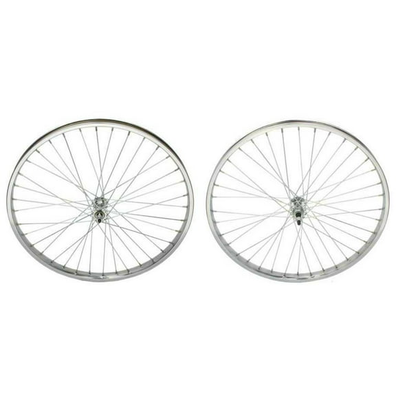 Chrome Steel 26" by 2.125" Wheel Set. Front and Rear Free Wheel.