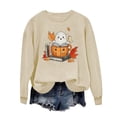 thumbnail image 3 of FRSASU Women's Funny Halloween Sweatshirt Shirt Long Sleeve Pullover Casual Fashion Top Khaki, 3 of 4