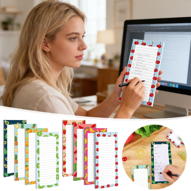 Fruit Theme Sticky Notes, Portable Tear-Off Memo Pads With Assorted Patterns, for Daily Use and Study, A