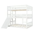 thumbnail image 4 of Triple Bunk Bed Full over Full over Full, Convertible into 3 Full Beds, or 1 Bunk Bed & 1 Platform Bed, Wood Triple Beds Frame with Slide, Ladders and Guardrail, No Box Spring Needed, White, D3837, 4 of 10
