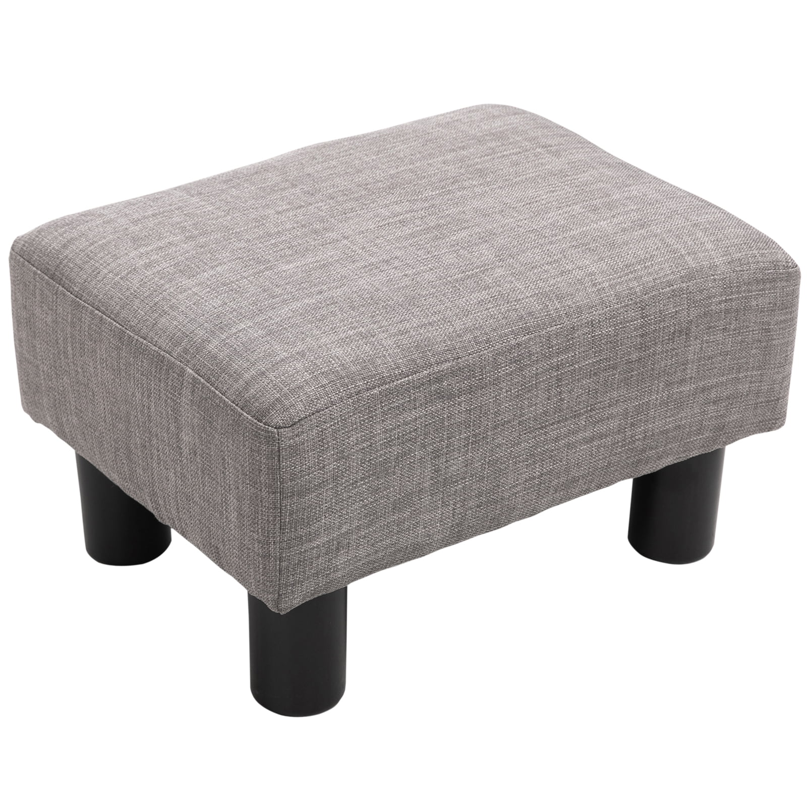 16” Cube Modern Linen Fabric Pouf Footrest Ottoman Grey