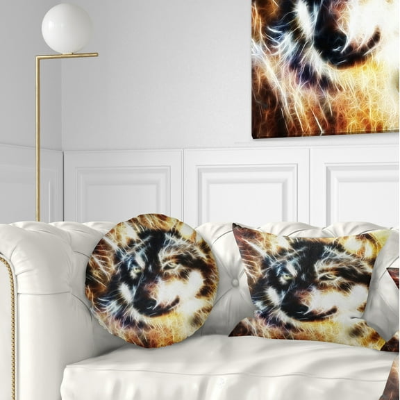 Designart Wolf Multicolor Collage - Abstract Throw Pillow - 12x20