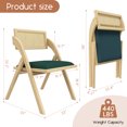 thumbnail image 6 of HomeZeer Folding Dining Chairs Set of 4, Foldable Rattan Folding Chairs with Padded Cushion, Modern Mid Century Rattan Dining Room Chairs, Foldable Kitchen Chairs for Small Space, No Assembly, Green, 6 of 6