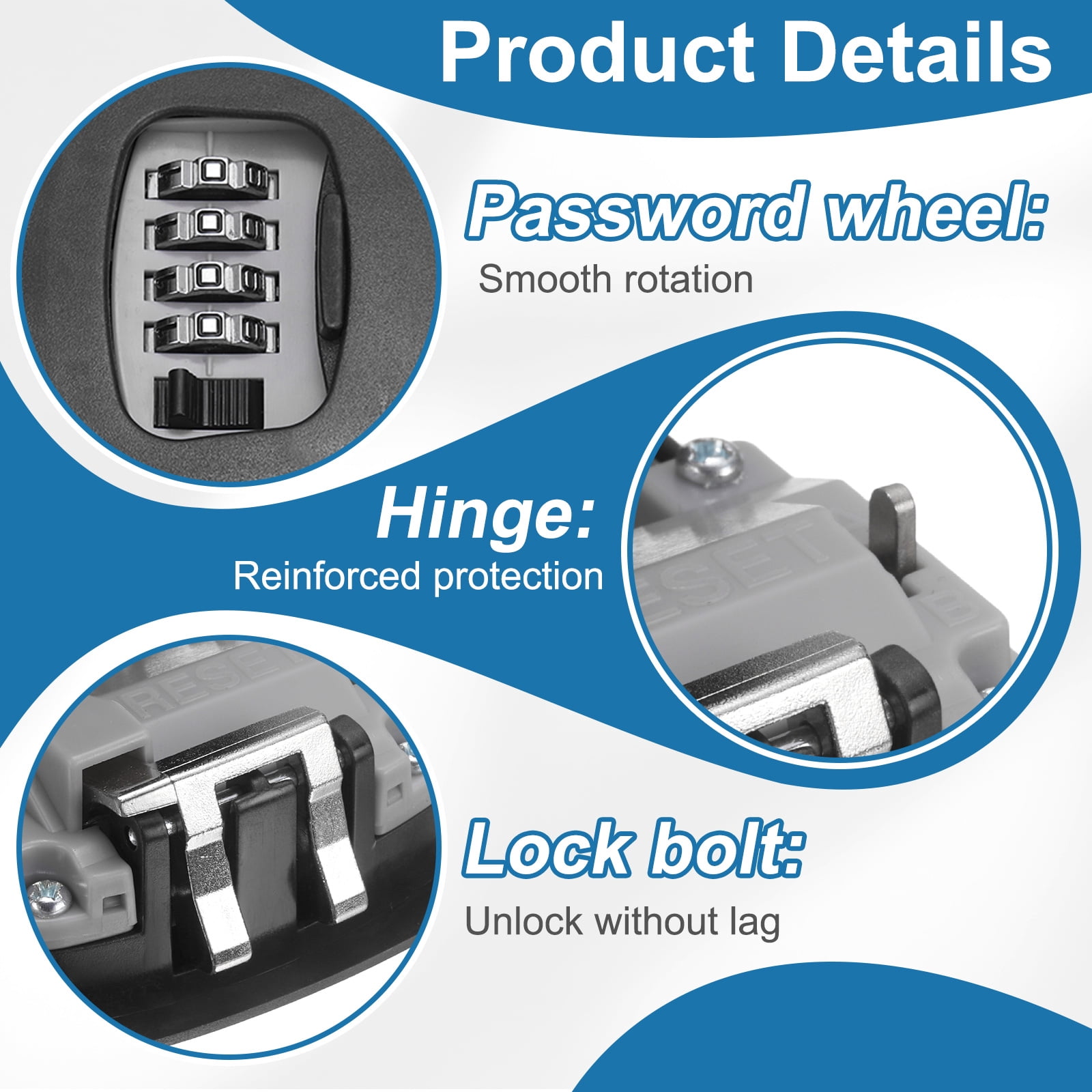 Uxcell Wall Mount Key Lock Box (4.7"x3.9"x1.8", Black) - 4 Digit Portable Combination Lockbox for Keys Safe Security Storage Resettable Code Lockbox for Outdoor Home Office