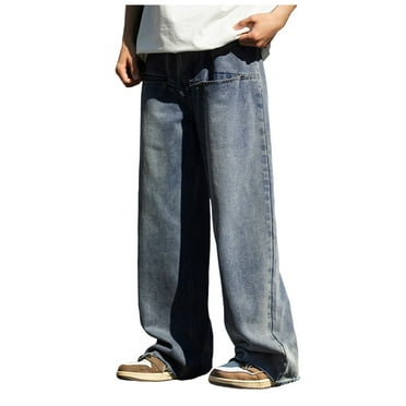 YUIVH Men's Relaxed Fit Flex Jeans Male Fashion Vintage Baggy Jeans Retro Workwear Jeans Casual Loose Pants Stylish Streetwear