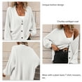 thumbnail image 5 of White Casual Oversized Coat with Buttons & Loose Hem V-Neck Batwing Knit Cardigan, 5 of 6