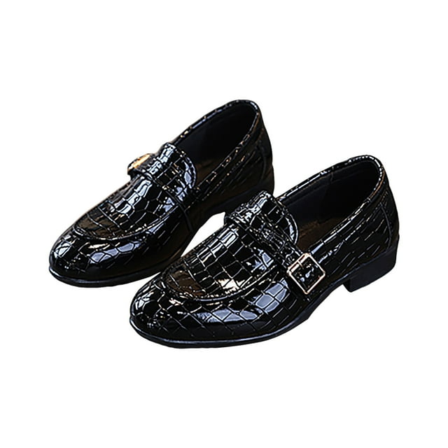 Splozh Chaussures Oxford Habillées pour Garçons Chaussures pour Garçons Confortables Rétro à Bout Pointu Chaussures en Cuir pour Danse Performance Chaussures en Cuir pour Garçons Noir, 3,5-4 Ans