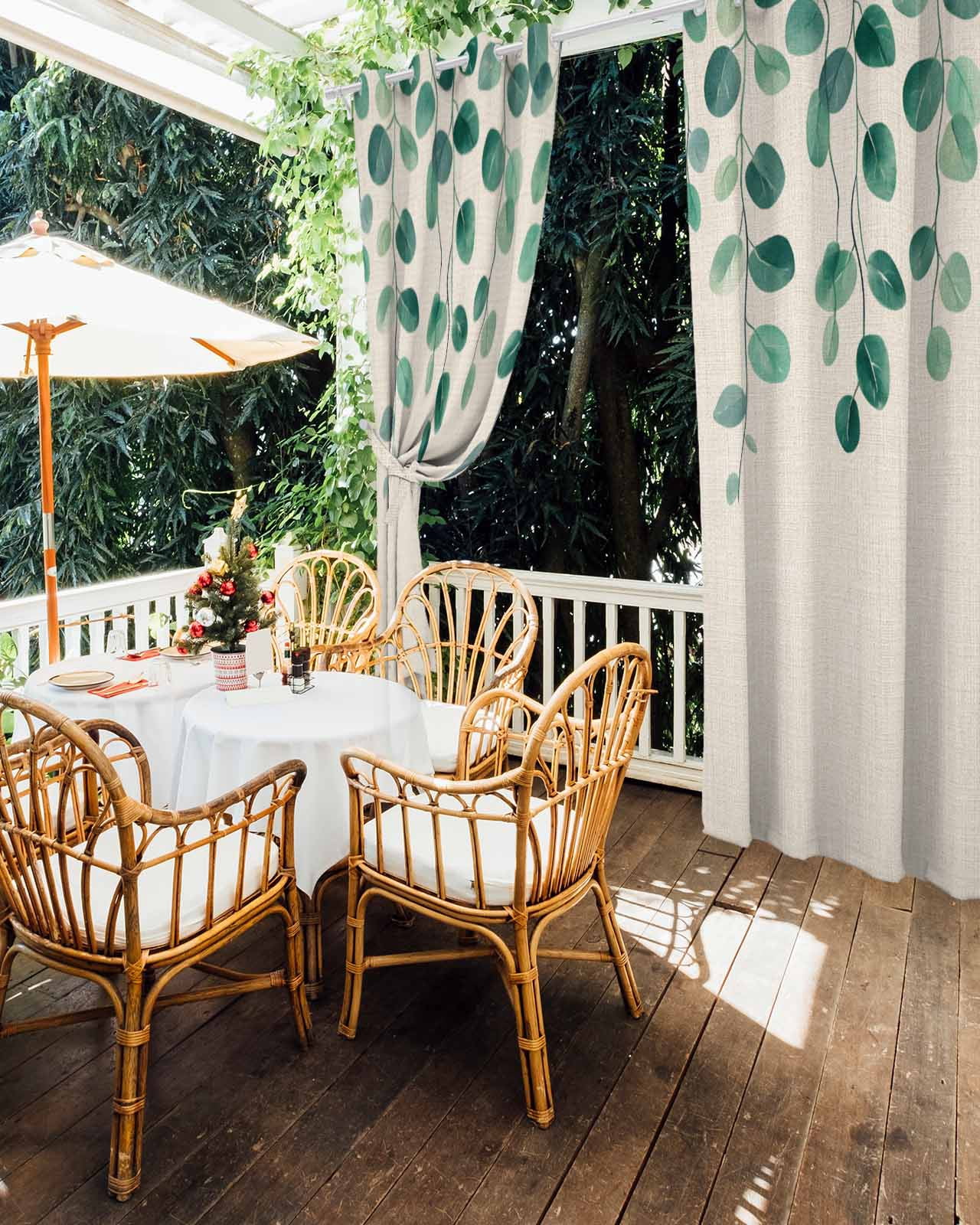 nqOlkjepod Outdoor Curtains for Patio Waterproof, Green Leaves Outdoor Privacy Panels Grommet, Retro Farmhouse Spring Natural Vines Blackout Outside Curtains for Porch/Cabana 54"x95", 2 Panels