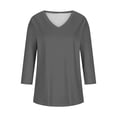 thumbnail image 3 of 3/4 Length Sleeve Womens Tops V Neck Soft Shirt Business Casual Trendy Spring Blouse Loose Work Office Outfits, 3 of 3