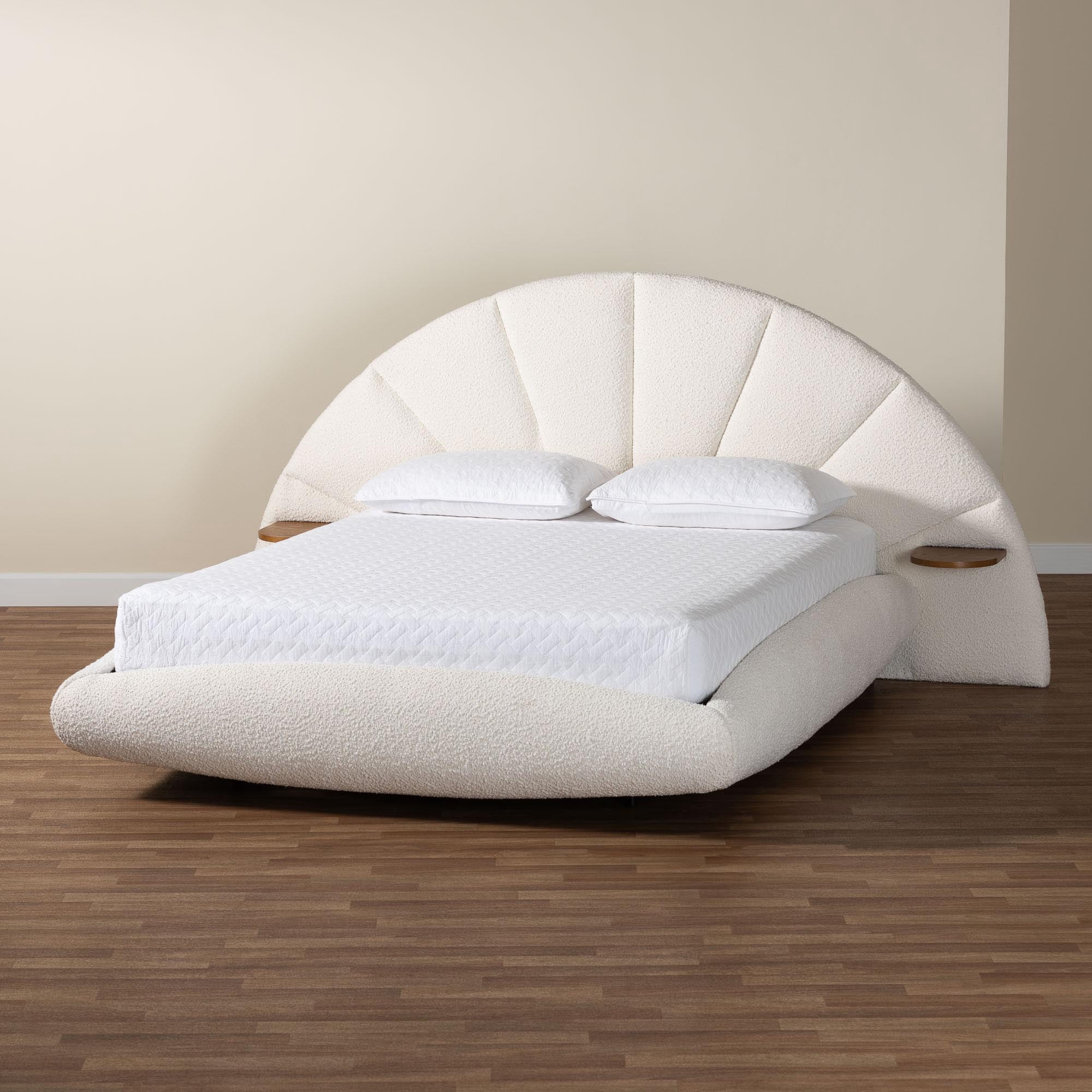 Baxton Studio Cherise Modern Floating Bed, King, Cream