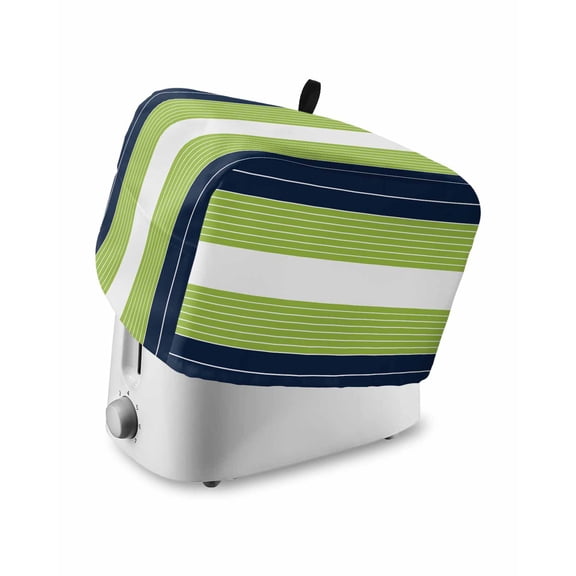 Fsddascl Navy Blue Green Stripe Small Toaster Cover 2 Slice, Kitchen Appliance Covers, Modern Art Horizontal Striped Toaster Oven Cover with Loop, Bread Machine Cover Polyester Dust Cover Protection