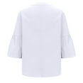 thumbnail image 5 of AXXD White Plus Size Blouses for Women Dressy Casual Sexy Summer 2024 V-Neck Solid Color Pullover Casual Ruffled Long Sleeve Top, 5 of 6