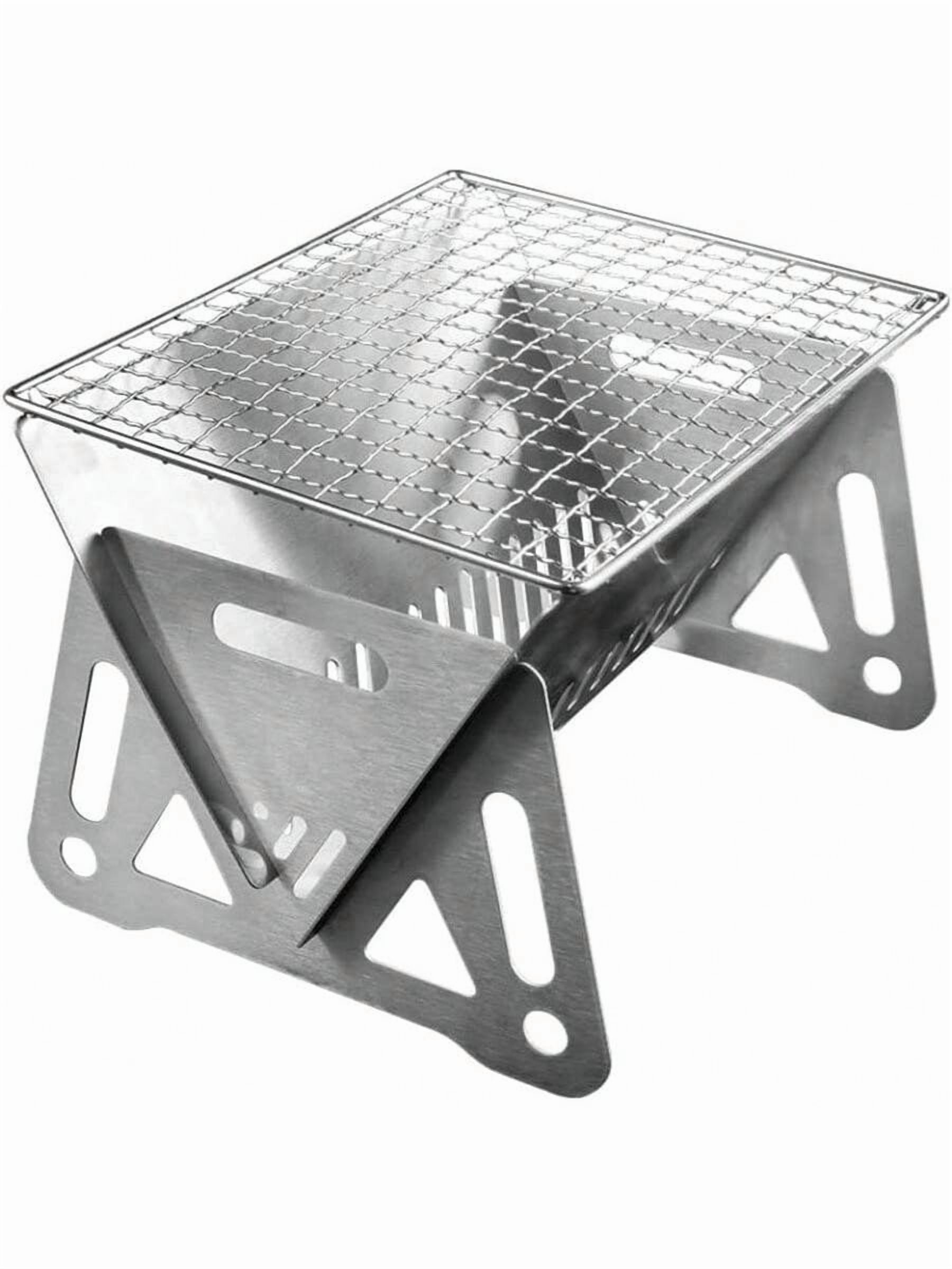 Portable Charcoal Grills, Small Stainless Steel Camping BBQ Grill Detachable Design Fire Pit Grill With Carry Bag Outdoor Cooking, Bonfire, Patio, Backyard