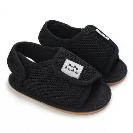 

TOWED22 Toddler Boy Sandals Spring And Summer Children Baby Toddler Shoes Boys And Girls Sandals Flat Mesh Sandals For Boys Black