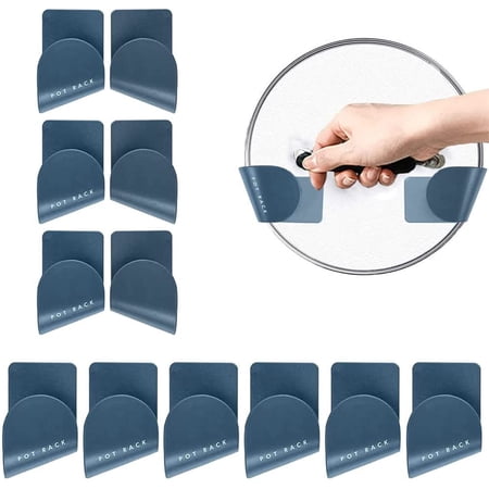 6 Pairs of Wall Mount Pot Lid Organizer  Adjustable Cabinet Door Pan Lid Organizer  Pot Lid Holder Hangers for Kitchen Wall Mount (Blue)