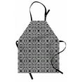 thumbnail image 1 of Abstract Apron, Retro Times Themed Monotone Pattern of Circular and Drop Shapes Print, Unisex Kitchen Bib with Adjustable Neck for Cooking Gardening, Adult Size, Charcoal Grey and White, by Ambesonne, 1 of 4