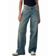thumbnail image 2 of Women Baggy Jeans Mid-Low Waist Boyfriend Streetwear Vintage Jeans Wide Leg Denim Pants Nostalgic Blue L, 2 of 9