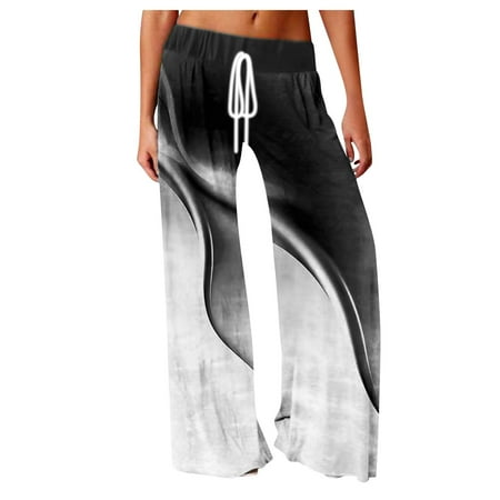 

Women s Comfy Print Pajama Pants Stretch Drawstring Palazzo Lounge Wide Leg Pant