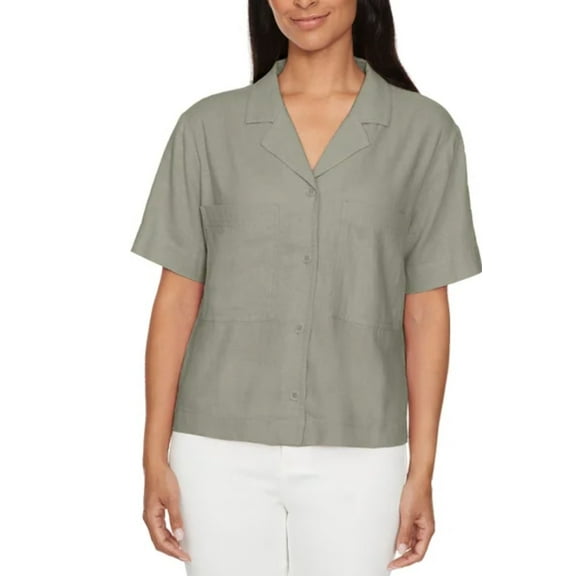 Buffalo Women's Linen Blend Button Front Shirt