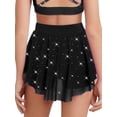thumbnail image 2 of Haitryli Kids Girls Athletic Dance Skirt Glittery Rhinestones Gymnastics Ice Skating Builtins Swirl Flow Skirt Black 6, 2 of 7