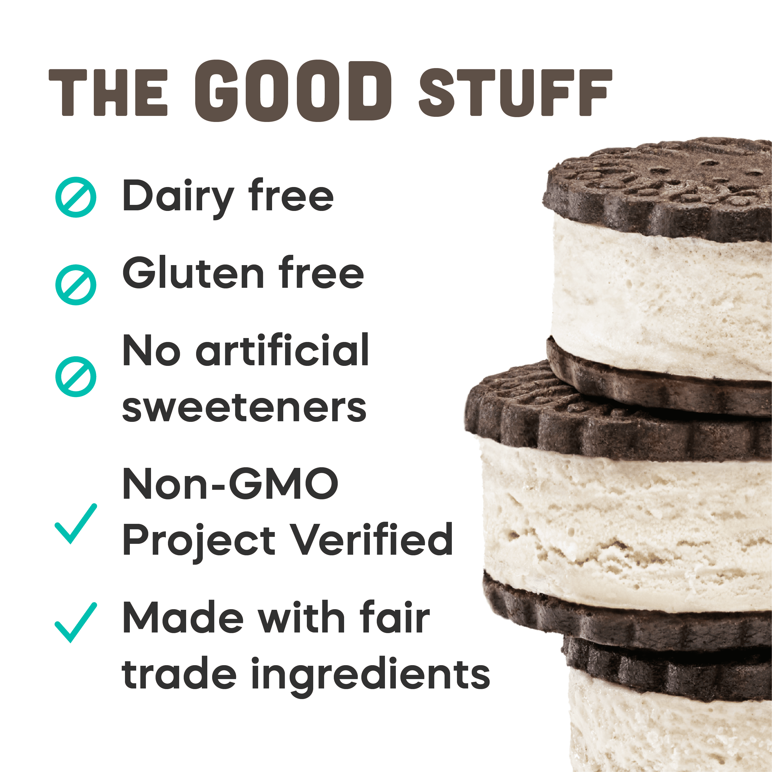 GoodPop Chocolate Vanilla Sandwiches Dairy-Free Oat Milk Frozen Dessert, 4 CT