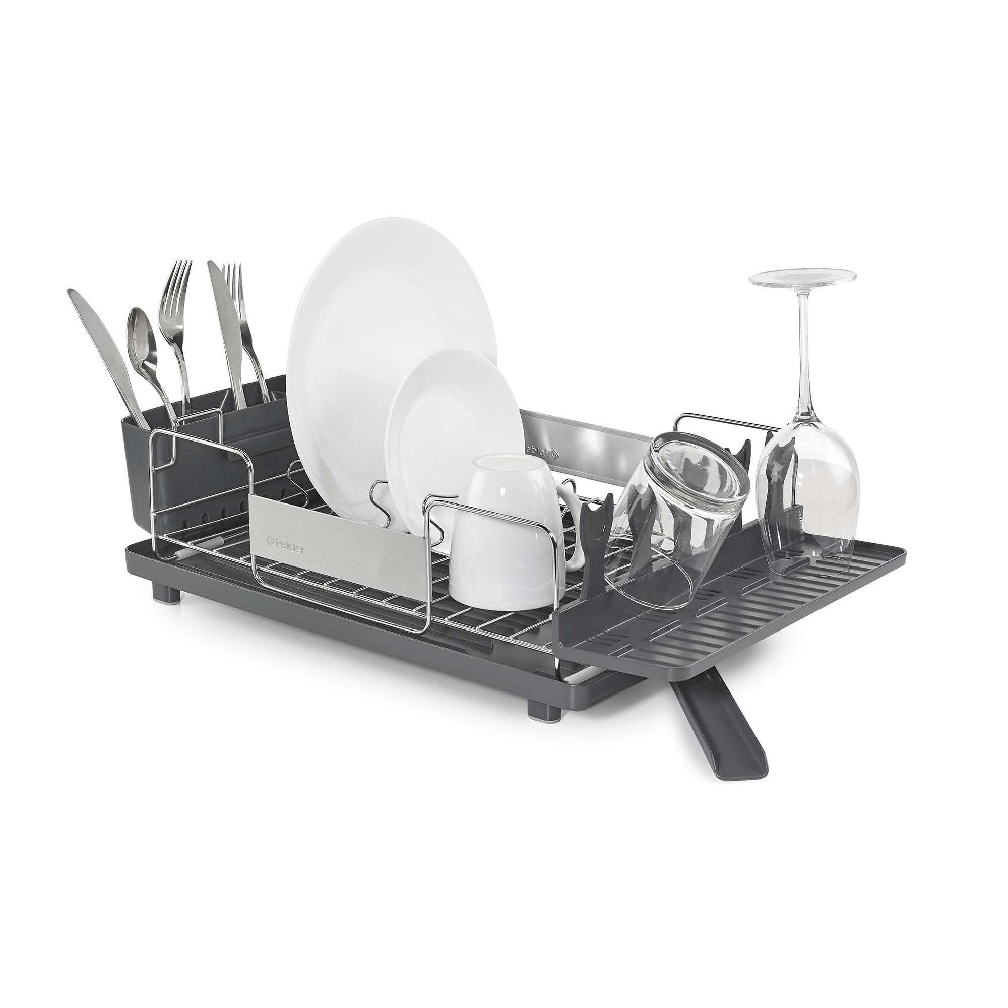 Polder 4 Piece Dish Rack Set Slide Out Drying Tray, Clear ( 43E
