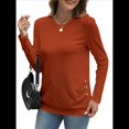 thumbnail image 1 of Camisas de Larga para Mujer, Túnicas, Blusas Holgadas, Elegantes, Cuello Redondo, Suéteres Básicos. Naranja XL, 1 of 10