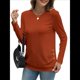 thumbnail image 1 of Camisas de Larga para Mujer, Túnicas, Blusas Holgadas, Elegantes, Cuello Redondo, Suéteres Básicos. Naranja XL, 1 of 10