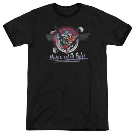 The Regular Show Mordecai & The Rigbys T-shirt Black Adult Unisex 60% Cotton/40% Polyester Short Sleeve