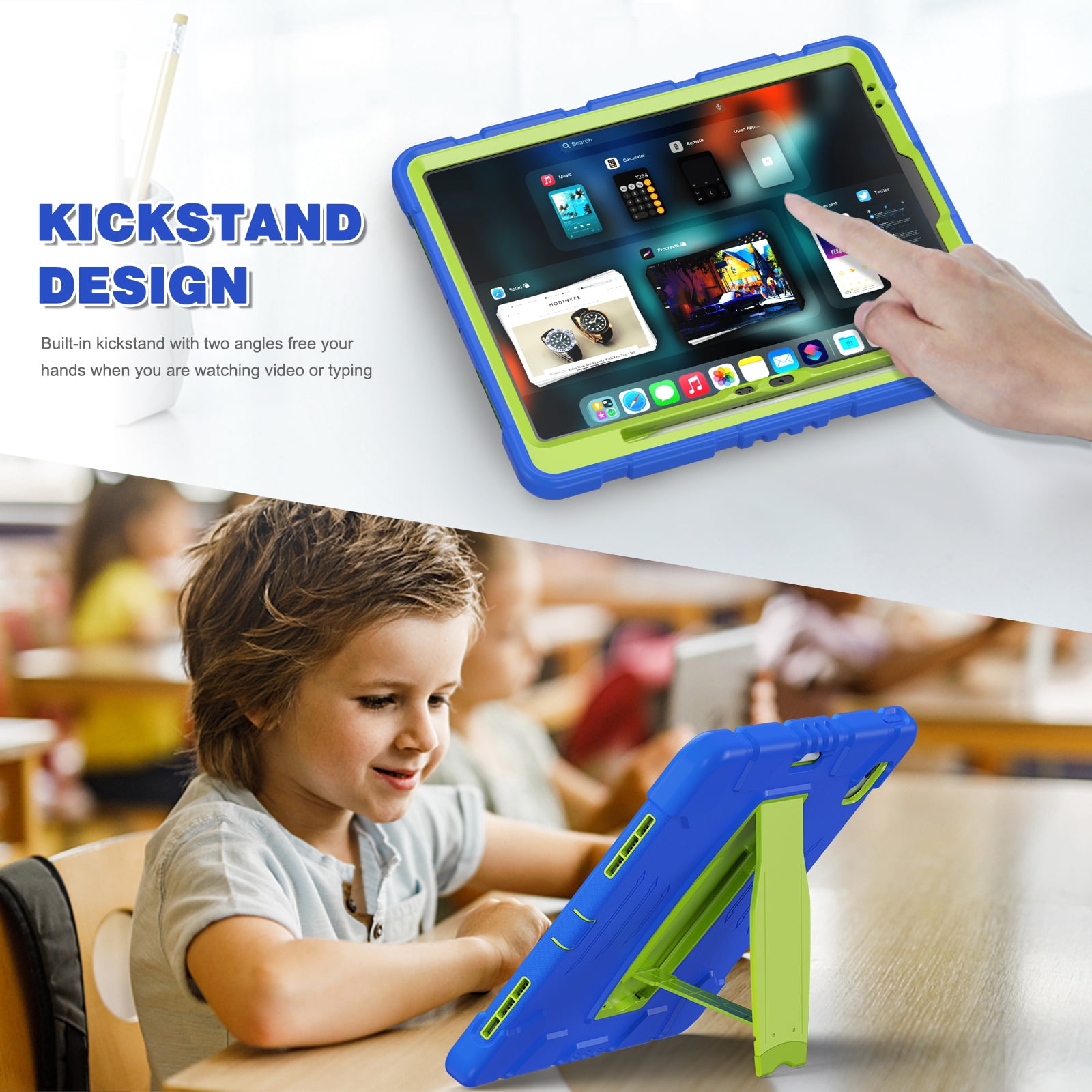 Allytechgroup Case for iPad Air 13-inch M4/M3/M2 (2026/2025/2024),  Hard PC Case with Pencil Holder & Kickstand Shockproof Protective Back Cover for iPad Air 13 Inch, Blue