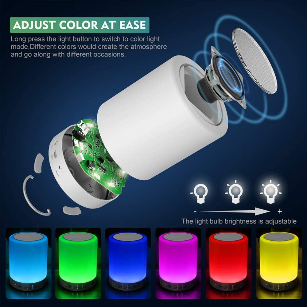 Touch Bedside Lamp - with Bluetooth Speaker, Dimmable Color Night Light, Outdoor Table Lamp with Smart Touch Control, Best Gift for Men Women Teens Kids Children Sleeping Aid