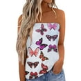 thumbnail image 1 of Playeras,Blusas y Tops,Ropa para Mujer Damas Camisetas Mujeres Pringting sin tirantes Bandeau Tank Casual sin mangas verano vacaciones suelta vacaciones Top camisa blusa mujeres Top (Pink, S), 1 of 5
