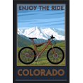 thumbnail image 1 of Colorado - Enjoy the Ride - Mountain Bike - Lantern Press Artwork (24x36 Giclee Art Print, Gallery Framed, Black Wood), 1 of 4