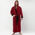 thumbnail image 2 of Hessimy Mens Hooded Robe Plush Fleece, Soft Fluffy House Coat Lounge Robe Full Length Bathrobes with Pockets(Red,XL), 2 of 5
