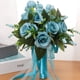 thumbnail image 3 of Xiao Hua Ramo de flores de mano para novia, ramo de seda simulado para dama de honor, decoración de San Valentín, suministros para fiestas de boda, decoración del hogar, 1 pieza, azul, 3 of 3